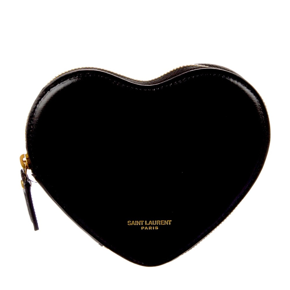 Saint Laurent leather heart zip pouch Authentic